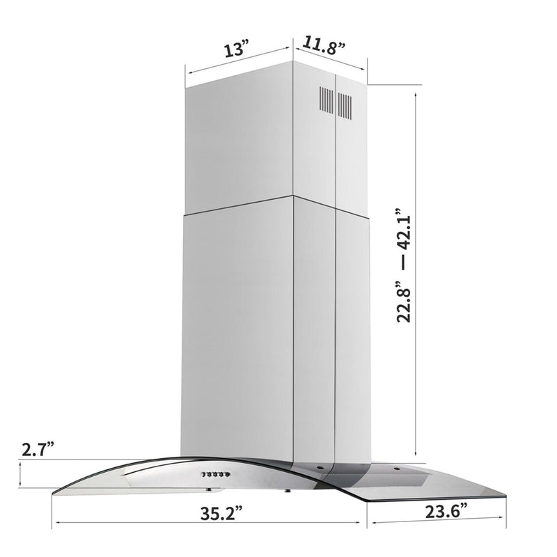 Tieasy Island Range Hood 36 inch Range Hood 700 CFM Permanent Grease Filters