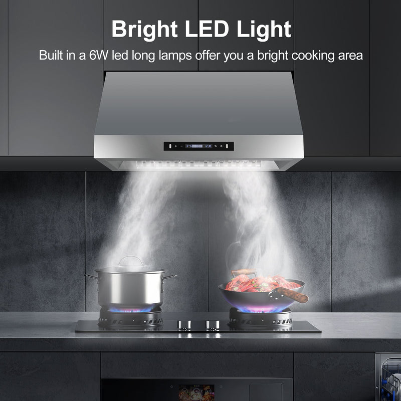USQR 4075 - 30 inch - 900 CFM Under Cabinet Range Hood with handwave sensor and touch buttons