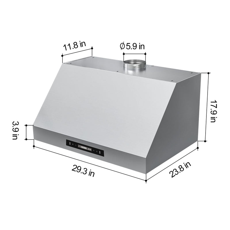 USQR 4075 - 30 inch - 900 CFM Under Cabinet Range Hood with handwave sensor and touch buttons